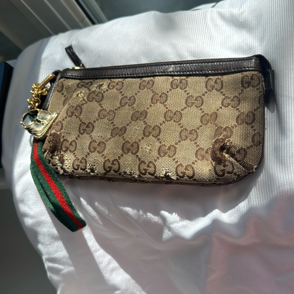 Gucci Brown  Clutch with Monogram and Leather #152507 - Picture 2 of 10